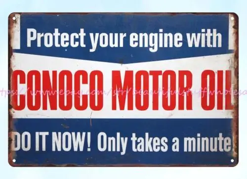 Conoco Motor Oil automotive man cave metal tin sign bedroom inspiration