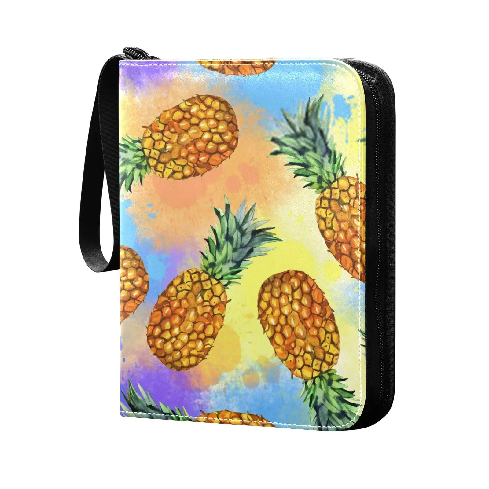 

Fruit Pineapple Card Binder 4 Pocket Card Binder, 400 Double Sided Pocket Album Sport Game Cards, Unique Card Collection Storage