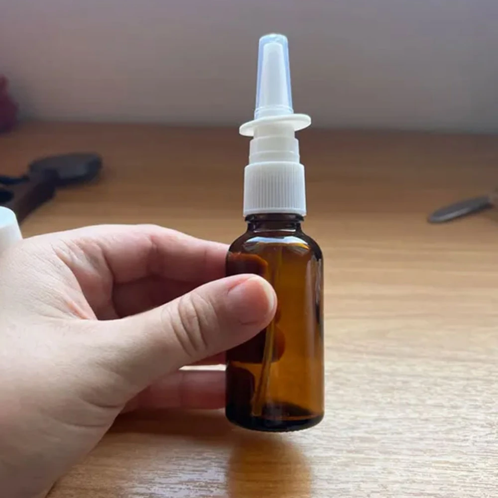 

5pcs 15/20/30/50/100ml Nasal Sprayers Vial Bottle Jar Pump Empty Refillable Amber Glass Clean Spray Storage Container