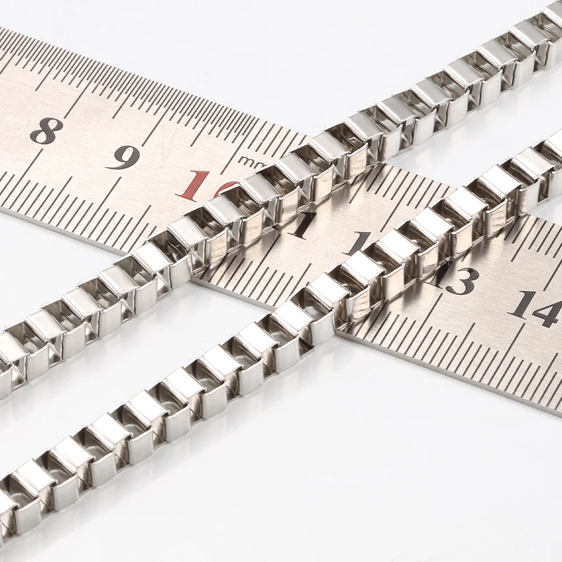 

1Meter Stainless Steel Box Chain Jewelry DIY Bracelet Necklace Making Materials Keychain Accessories for Handbags Fittings