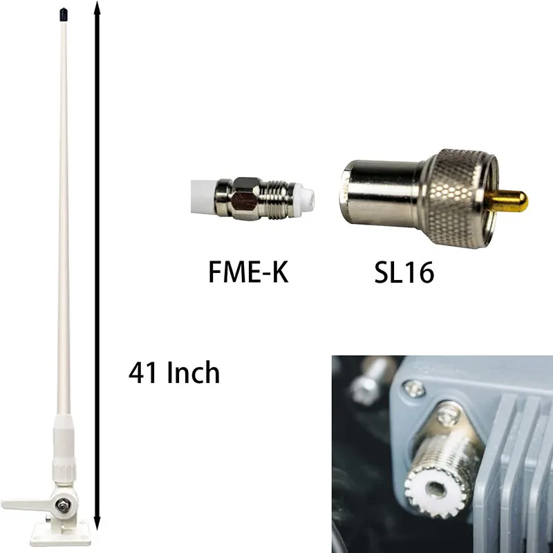 Imagem -03 - Antena Marinha Vhf para Barco Antena de Fibra de Vidro Pl259 Boat Whip Montagem em Nylon 156163mhz