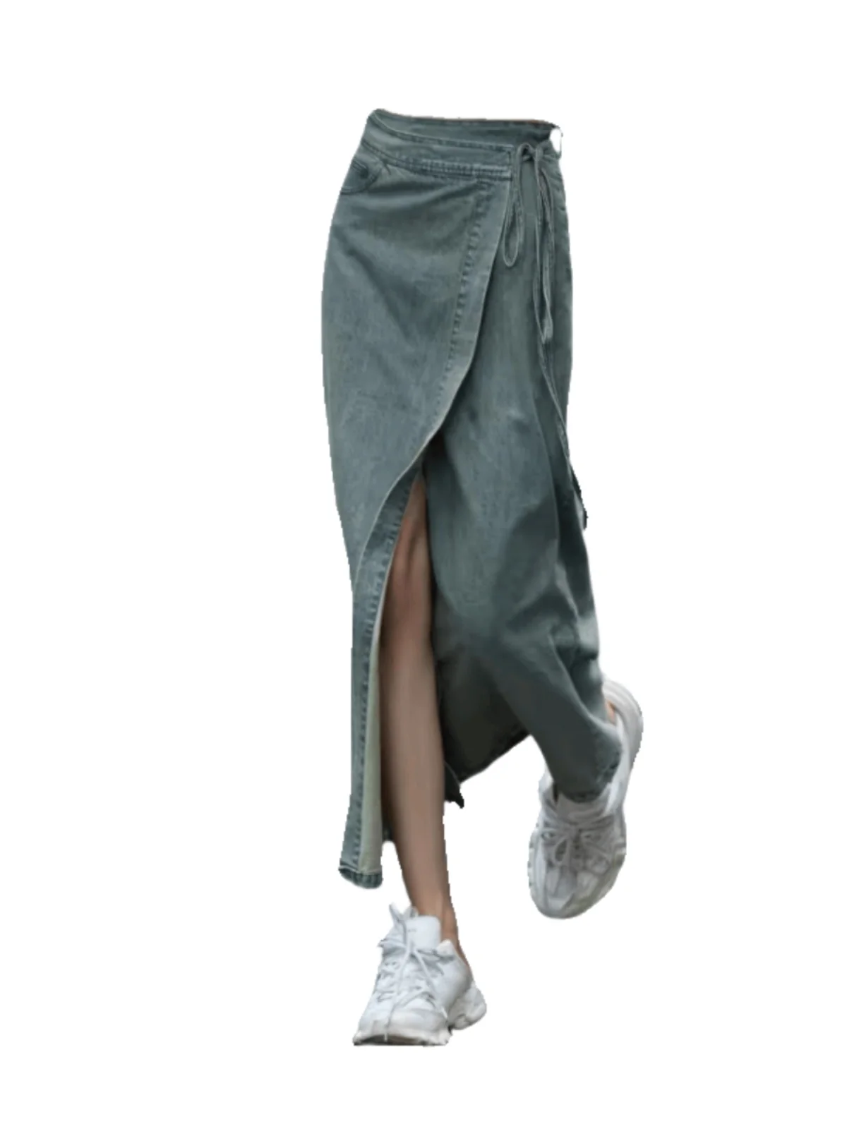 ارتفاع الخصر مثير Waed الدنيم تنورة غير متناظرة الجوف خارج تصميم المرأة الصيف Faion زائد حجم التخسيس العصرية تنورة