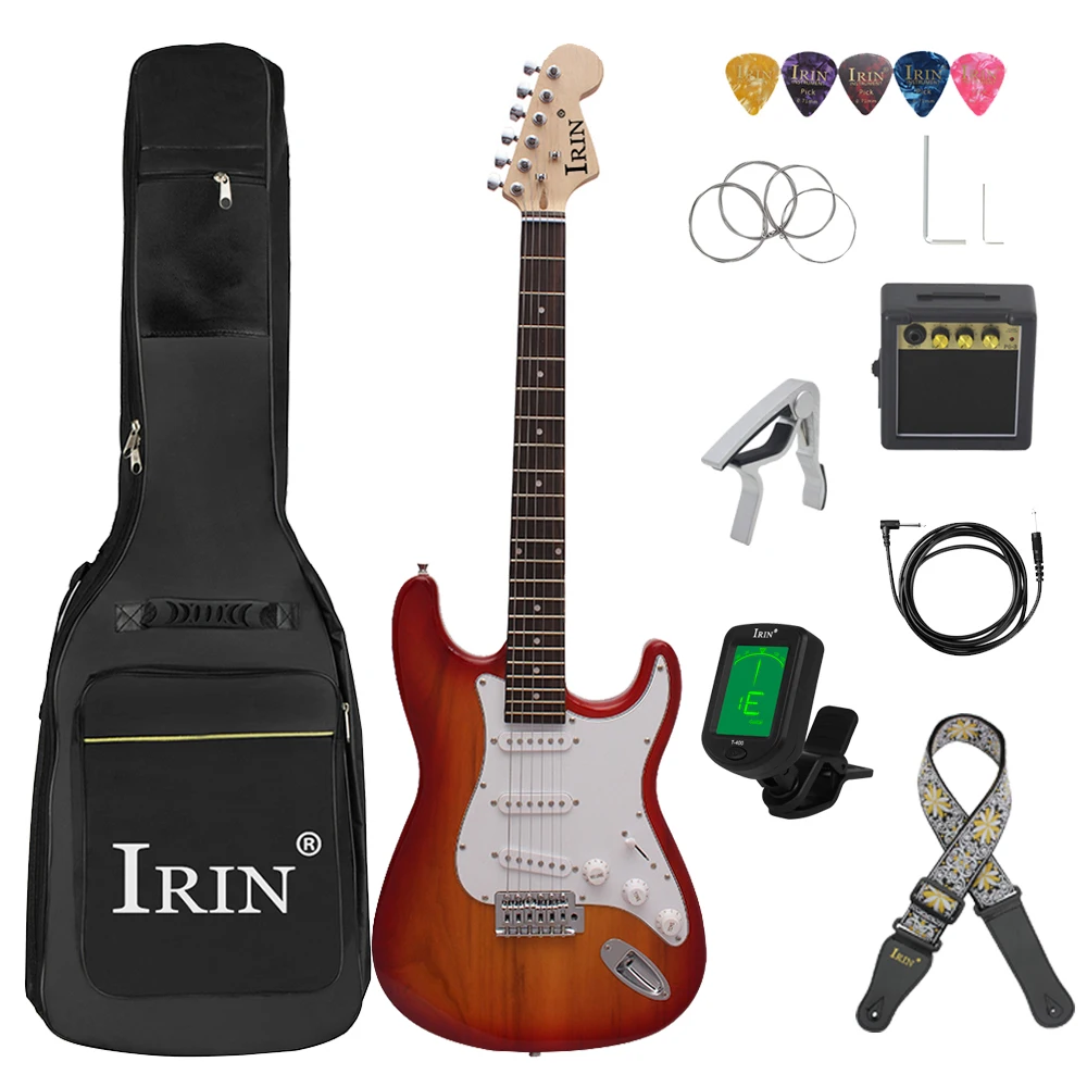 

IRIN 39 Inch ST Electric Guitar 21 Frets 6 Strings Basswood Body Maple Neck Guitar With Bag Speaker Guitar Parts & Accessories