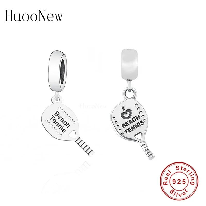 

HuooNew Fit Original Pan Charm Bracelet 925 Sterling Silver Love Beach Tennis Love Sports Pendant Bead For Women Berloque