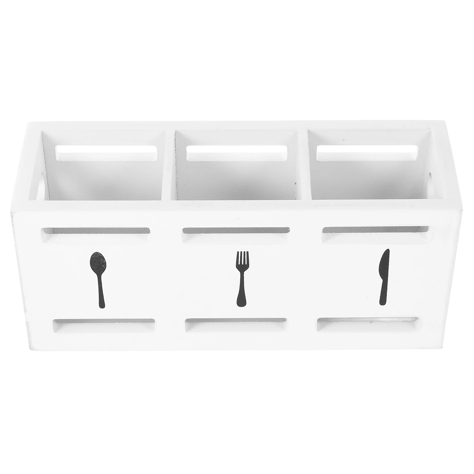 

1pc Chopsticks Spoon Storage Box Kitchen Countertop Holder Large Capacity Wooden Cutlery Organizer Silverware Tableware