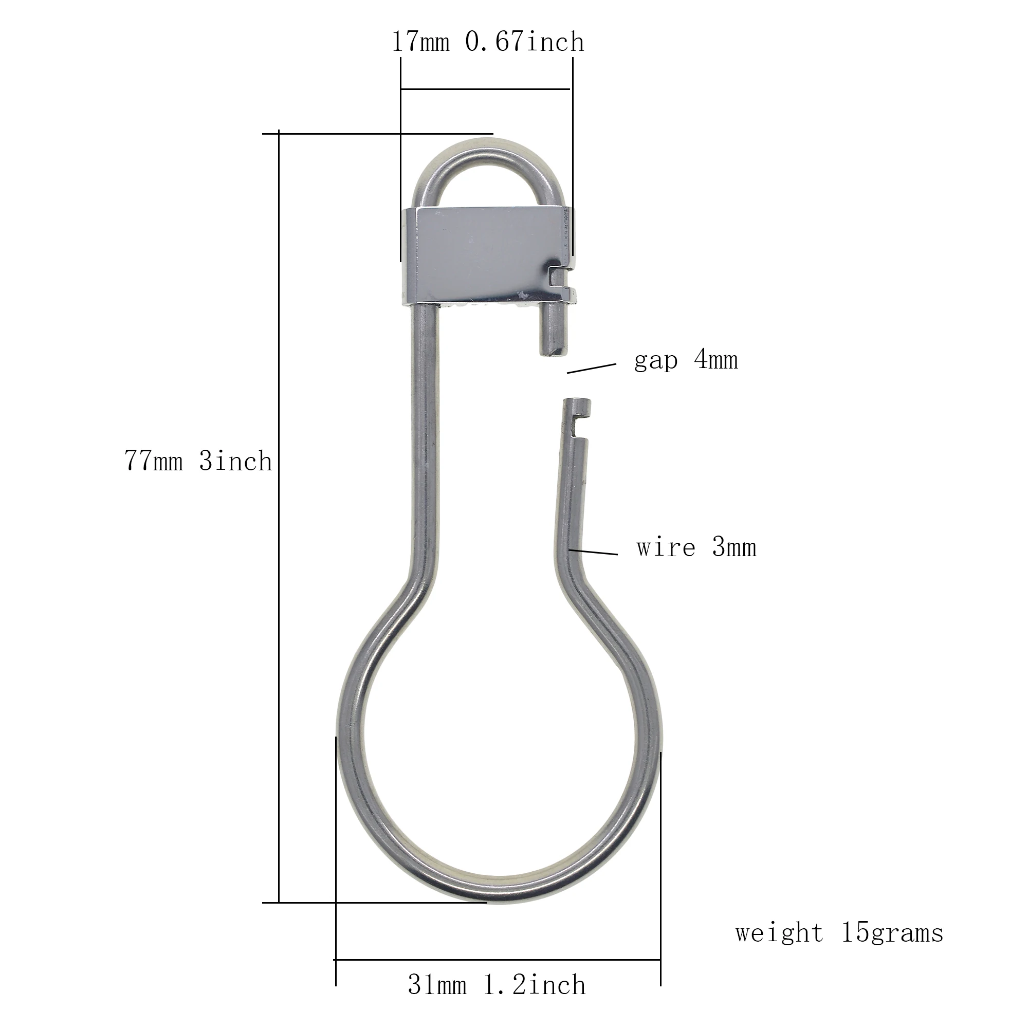 unique mirror polished Solid 304 stainless steel bulb snap click Locking snap Carabiner Key ring Clasp Safety Hook Tool Keychain