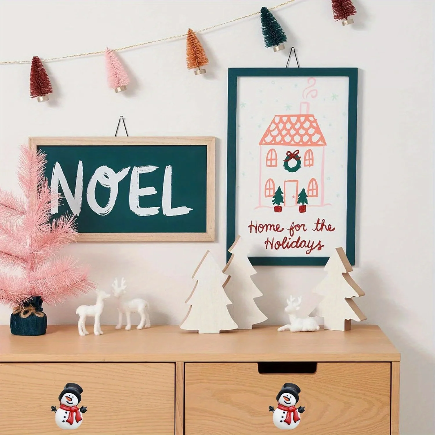 2 uds cubiertas de perilla de gabinete de Navidad-2024 nuevas cubiertas de perilla de gabinete de muñeco de nieve de silicona de Navidad para