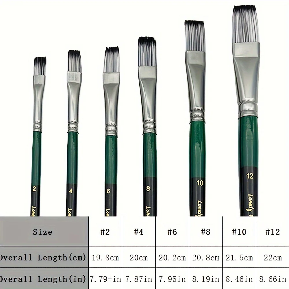 6pcs Professional Flat Acrylic Paint Brushes Set, High Quality Anti-Shedding Nylon Hair Artist Paint Brushes for Acrylic, Oil