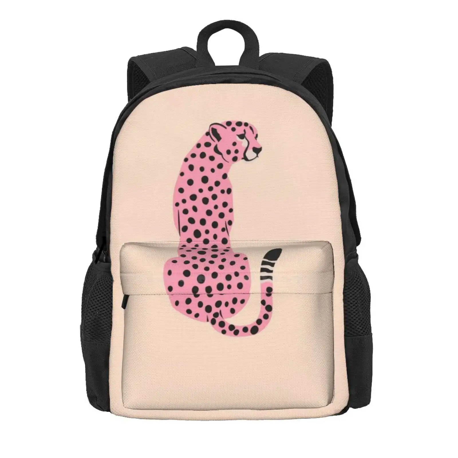 Peach Leopard | African Cheetah | Tropical Pop Art Hot Sale Schoolbag Backpack Fashion Bags Watercolor Pink Cheetah Pink