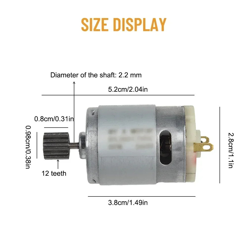 Imagem -03 - Motor de Carro Elétrico Infantil Tamanhos 550 Rs390 Rs380 570 12v 6v Dl555 24v 10 Dentes 1cm 1000035000rpm 30w200w Motores dc