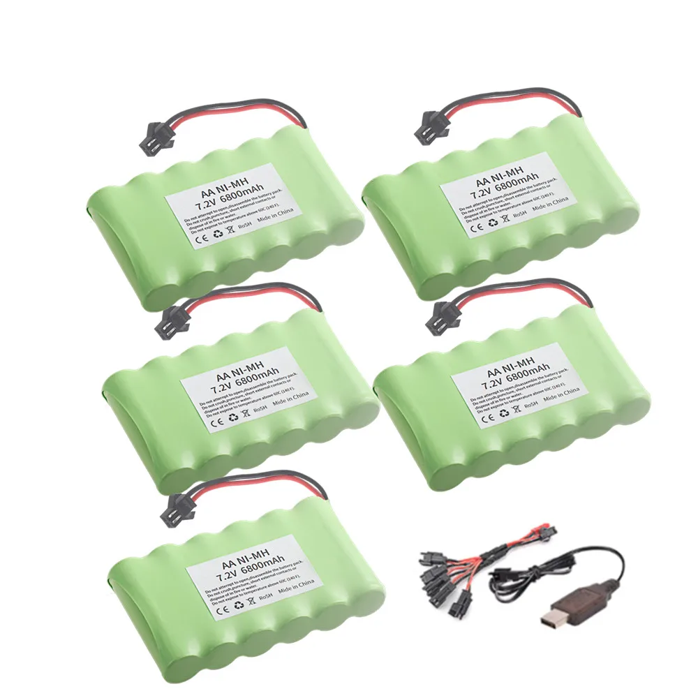 7.2V 6800mah 3000mAh Ni-MH 6*AA Rechargable Battery With SM Plug For RC Truck/ Rc Racing car/ boat model Toys 7.2 v battery Pack
