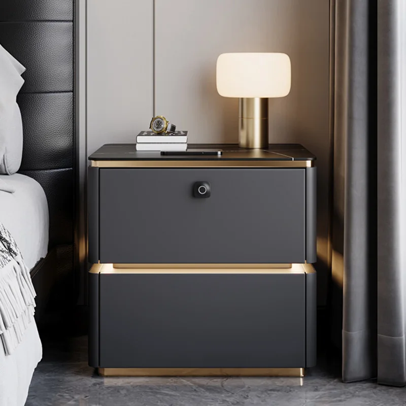 

Decor Fingerprint Lock Bedside Table Bedroom Drawers Unique Charging Living Room Nightstand Simple Corner Muebles Home Furniture