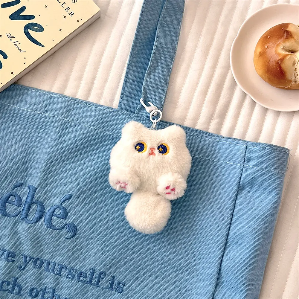 Colgante de muñeco de gato de dibujos animados para niñas, decoración de mochila suave y Linda, regalo para estudiantes, 2 piezas