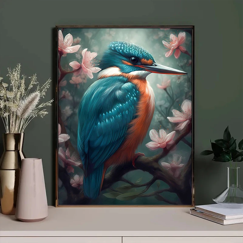 Fantasy Flower Animal Posters Prints Hummingbird Kingfisher Bird Horse Canvas Painting Wall Art Pictures Home Living Room Decor