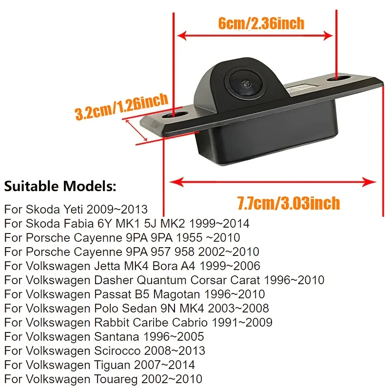Durable License Plate Lamp Camera for Acura & for VW - Full Color Night Vision, Smartphone Compatibility, Easy Installation