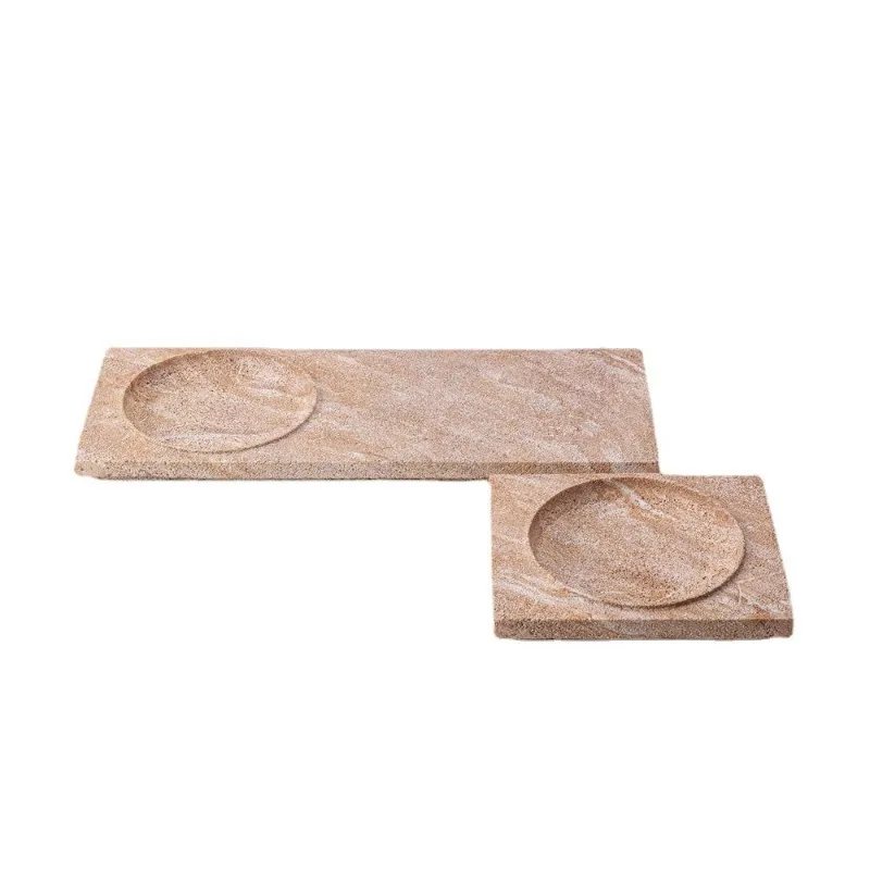 

Natural surprise solitary travertine series square circle fruit tray resin tray model room living room coffee table