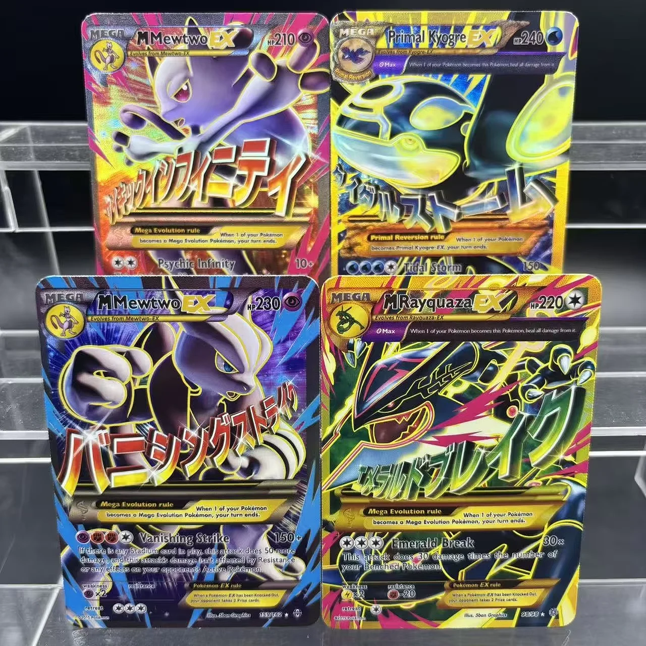 

PTCG Collection Cards DIY Mega Rayquaza Mewtwo Kyogre EX Self Made Single Card Classic Game Anime Card Gift Toy