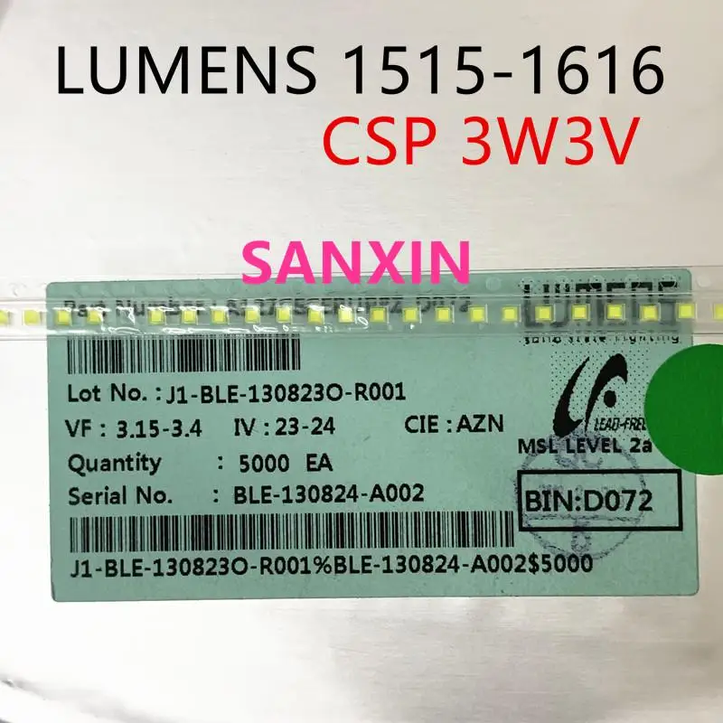 

50PCS LUMENS LED Backlight Chip Scale Package 3W CSP 1616 3V Cool white 190LM LCD for TV Application A142AEAEBP28A