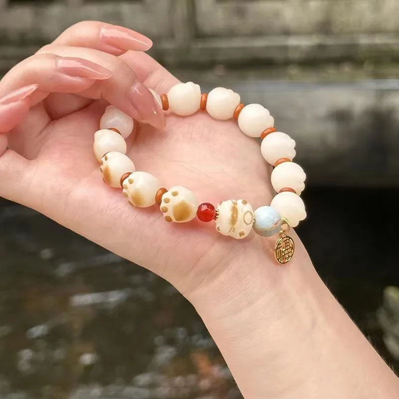 Nova resina gato garra sorte gato dos desenhos animados pulseira feminino estilo chinês pequeno bonito estilo étnico jóias casal estudante presente de aniversário