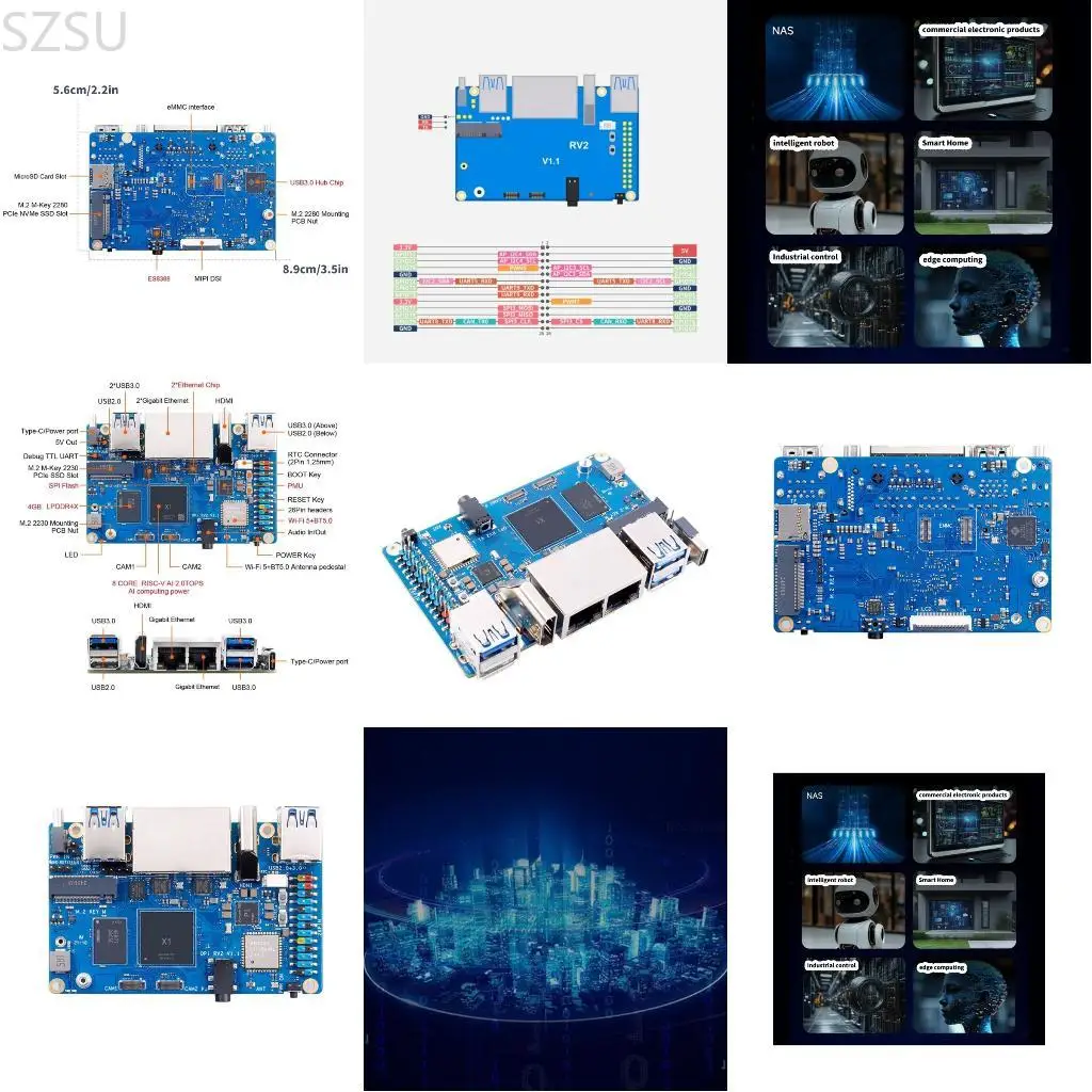 

SZSU Advanced RV2 RISC V 8CORE 4GB RAMS AIS BOARD WIFI 5 Bluetooth-совместимая 5 платы для 24.04