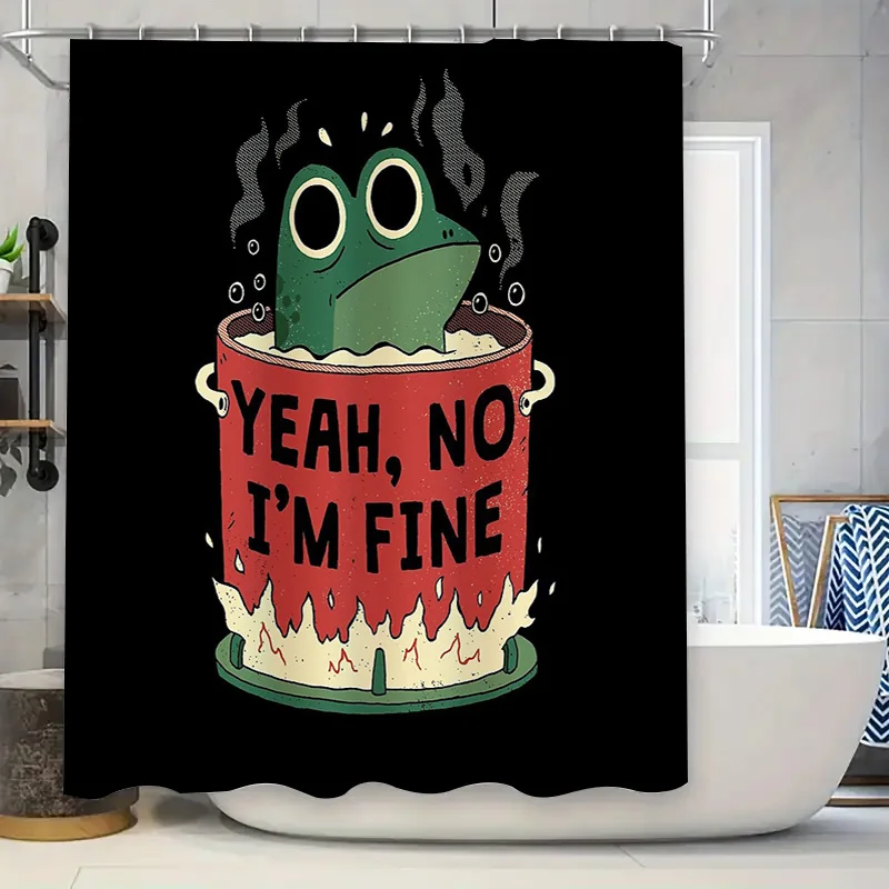 

Cute Frog Shower Curtain Set Waterproof Bathroom Decor Farmhouse Animal Pattern Fabric Liner Vintage Rustic Washable