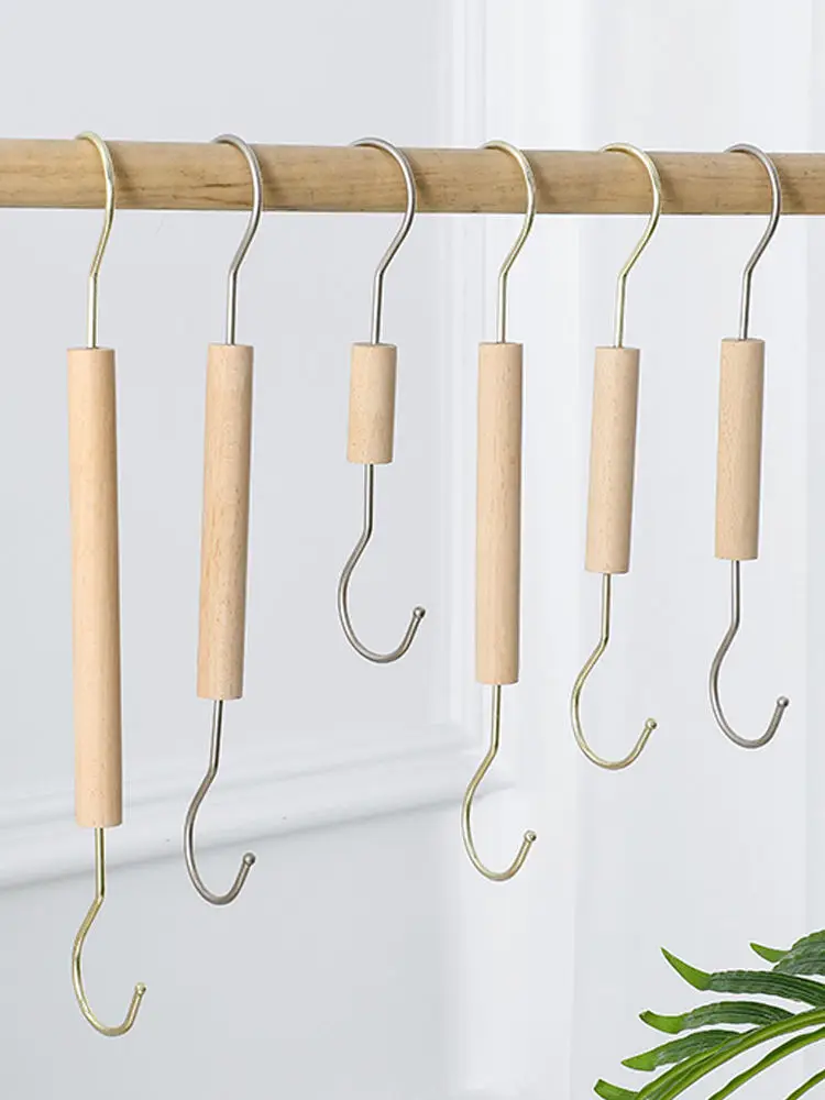 Creative Clothing Store Hook Solid Wood Multifunctional Bags Hats Clip Rack Korean Version Skirt Scarf Dress Log Hangers Storage