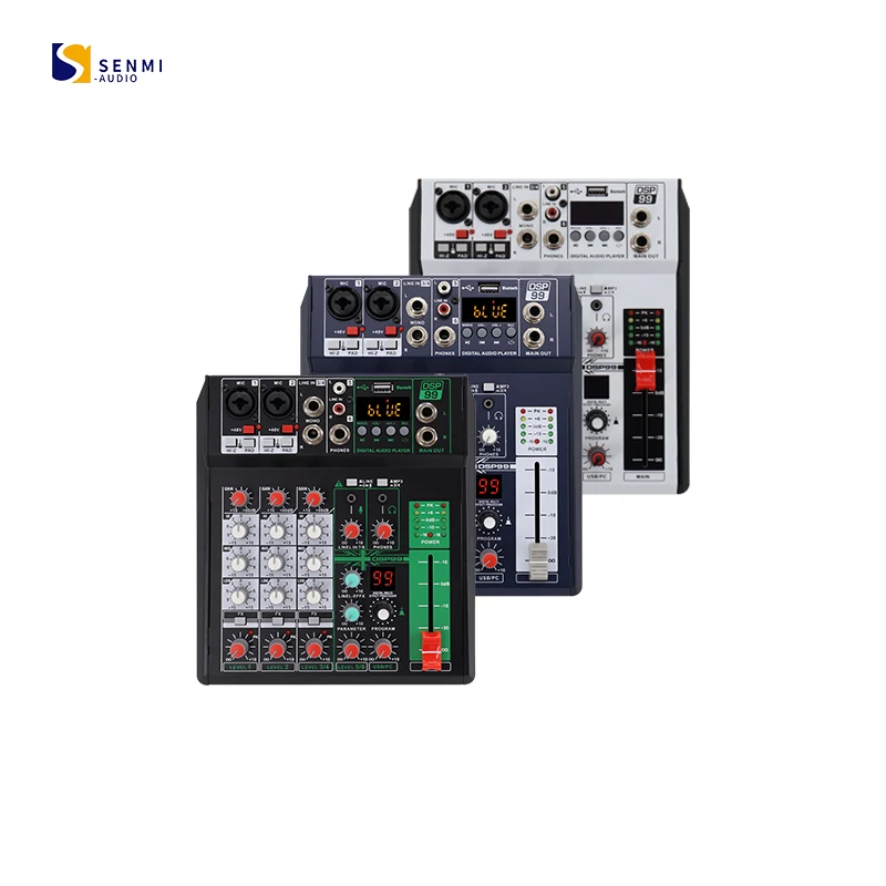 Hot Sale 4 Channel Audio Mixer Professional With 48v Phantom Power Supply 99 Special Effects Support Bluetooth Connection