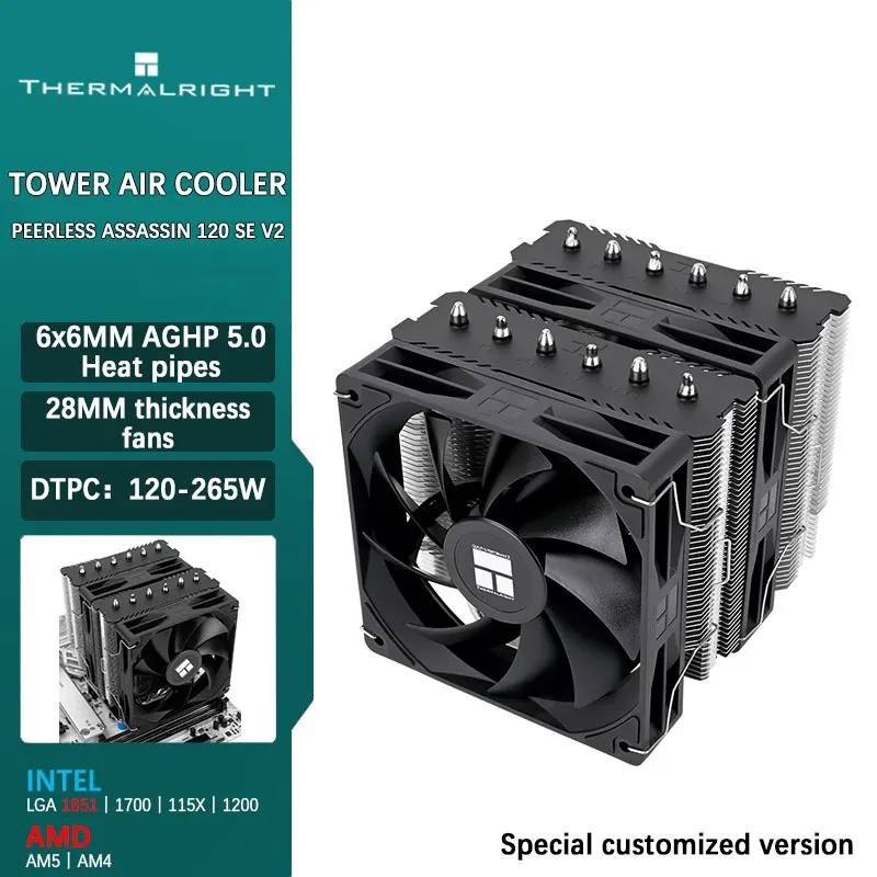

Thermalright Peerless Assassin 120 SE V2 Радиатор воздушного охлаждения корпуса компьютера, с вентилятором 120x120x28 мм/поддержкой LGA1851/1700/AM5/AM4