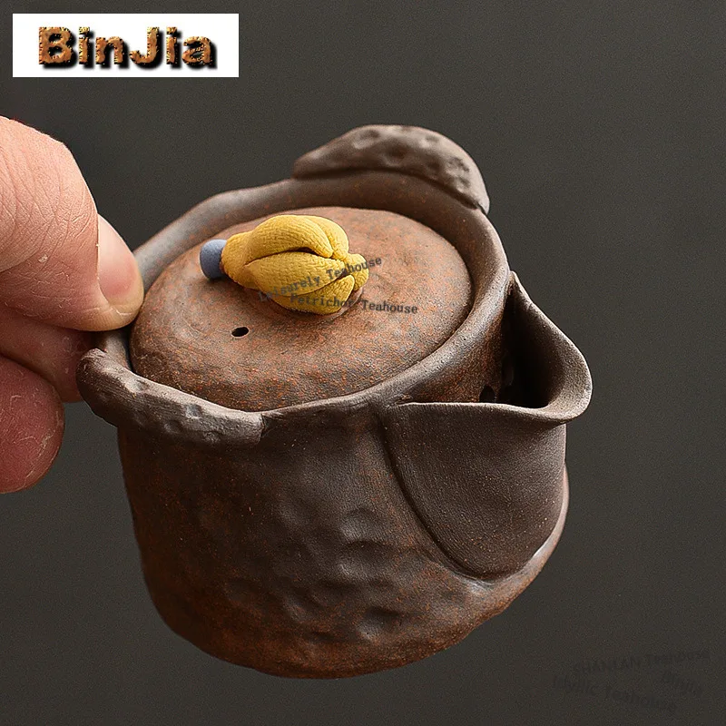 

100ml Old Rock Mud Teapot Aesthetic Tea Infuser Pot Tea Brewing Kettle With Ball Hole White Tea Tea Services Ornaments Craft