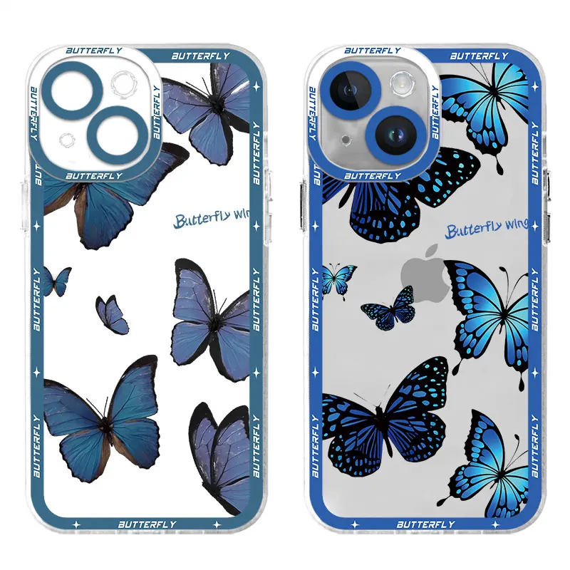 Red Blue Butterfly Phone Case for Motolora Moto G22 G52 G32 G72 G73 G71 Edge 40 5G Funda Shell Clear Silicone Cover