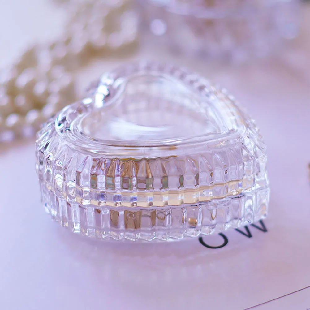 

Clear Heart-Shaped Glass Jewelry Box Storage Display Organizer for Valentine's Day Wedding Gift Necklace Bracelet Ring Earrings