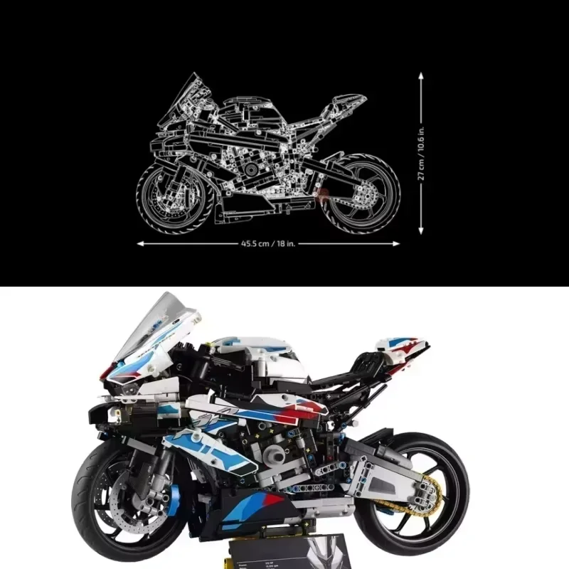 New Motorcycle Building Bocks Simulation Motorcycle Model Decoration Assembly Model Difficult Toy Boy Educational Creature Gifts