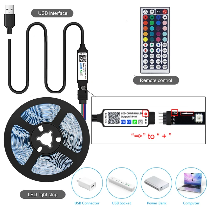 5050 listwy RGB Led światła kontrola aplikacji Bluetooth z 44 klawiszem zdalnego synchronizacji muzyki Luces taśma wstęga Led do dekoracji domu