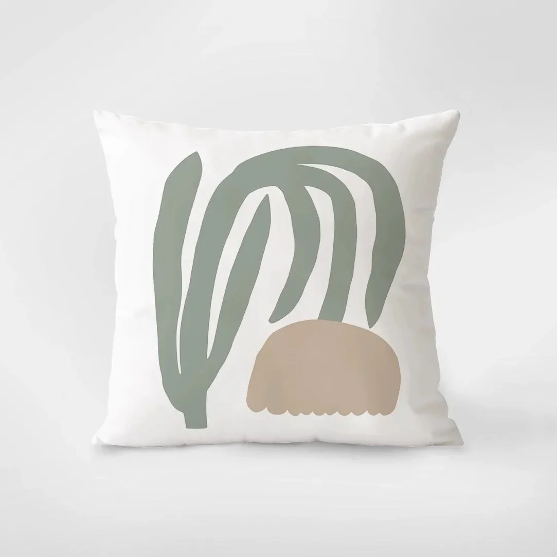 

Minimalist Botanical Pillow Cover - Soft Green & Beige Sofa Bed