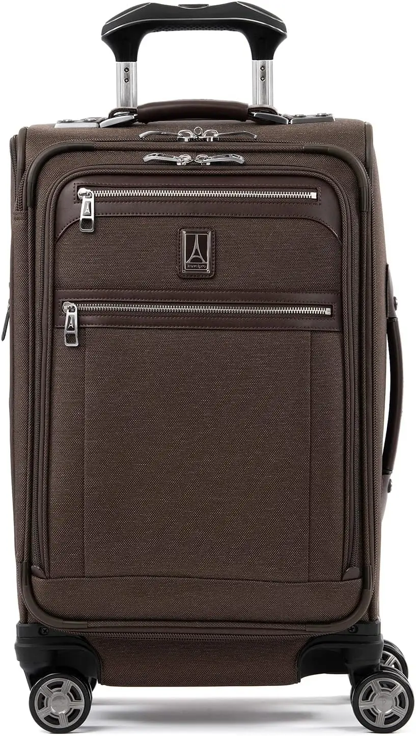 Softside Expandable Carry on Luggage, 8 Wheel Spinner Suitcase, USB Port, Suiter, Men and Women, Rich Espresso Brown