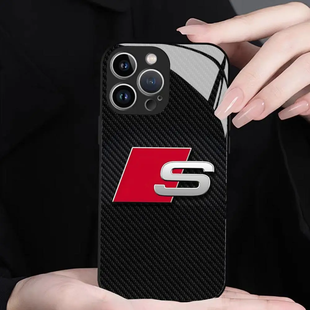 Etui na telefon Audi Sports-S do iPhone 17 16 15 14 13 12Pro Max Xr Air Plus, czarne, srebrne, twarde etui ochronne — zdjęcie produktu 4