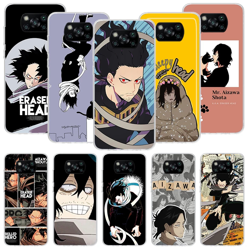 My Hero MHA Aizawa Shouta Phone Case For Xiaomi Poco X6 X5 X4 X3 Nfc F5 F6 Pro F3 F2 F1 F4 Gt M5S M4 M3 M2 Soft Coque Cover X3 N