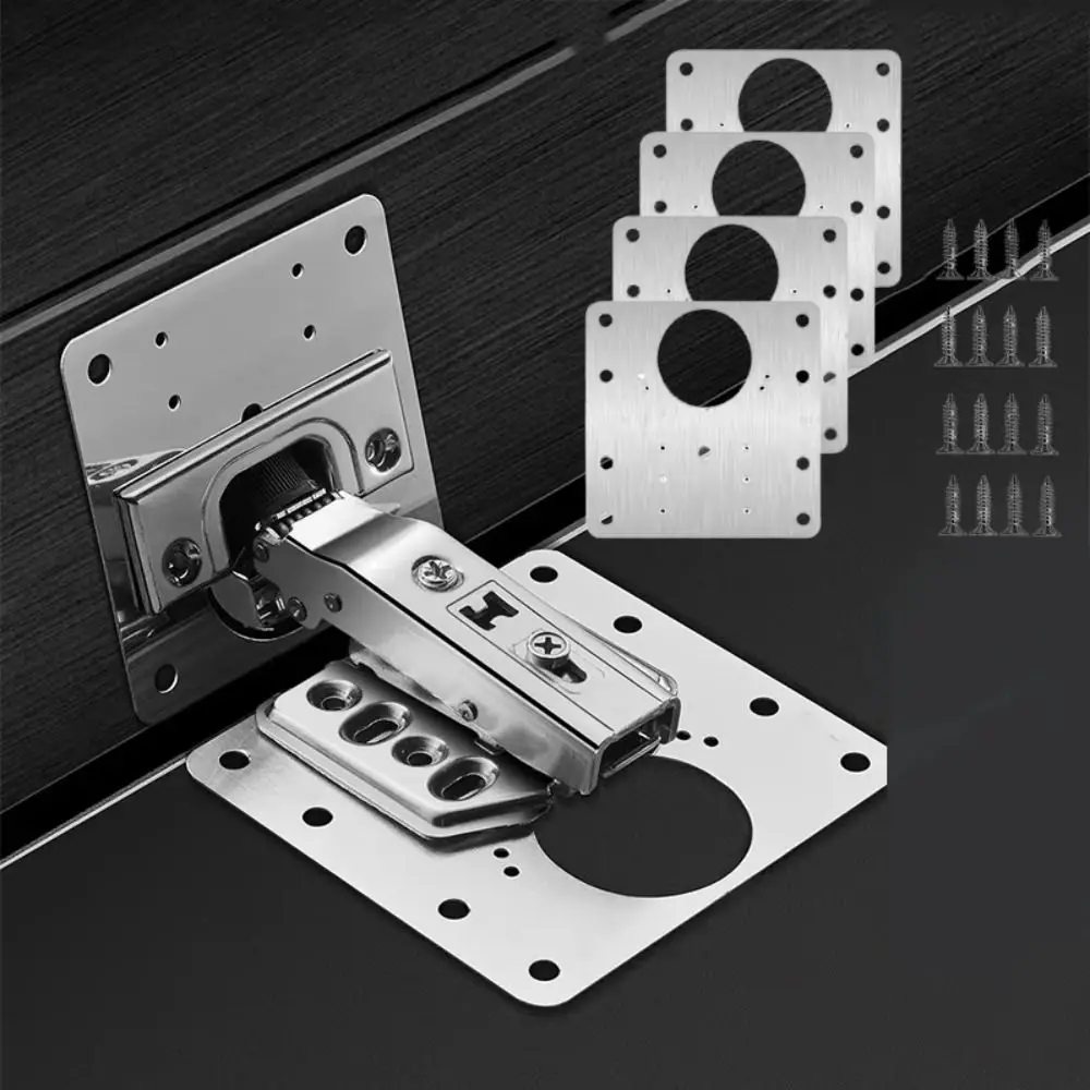 Stainless Steel Cabinet Hinge Repair Plate With Holes Thickened Cabinet Door Hinge Installation Plate Hinge Plates
