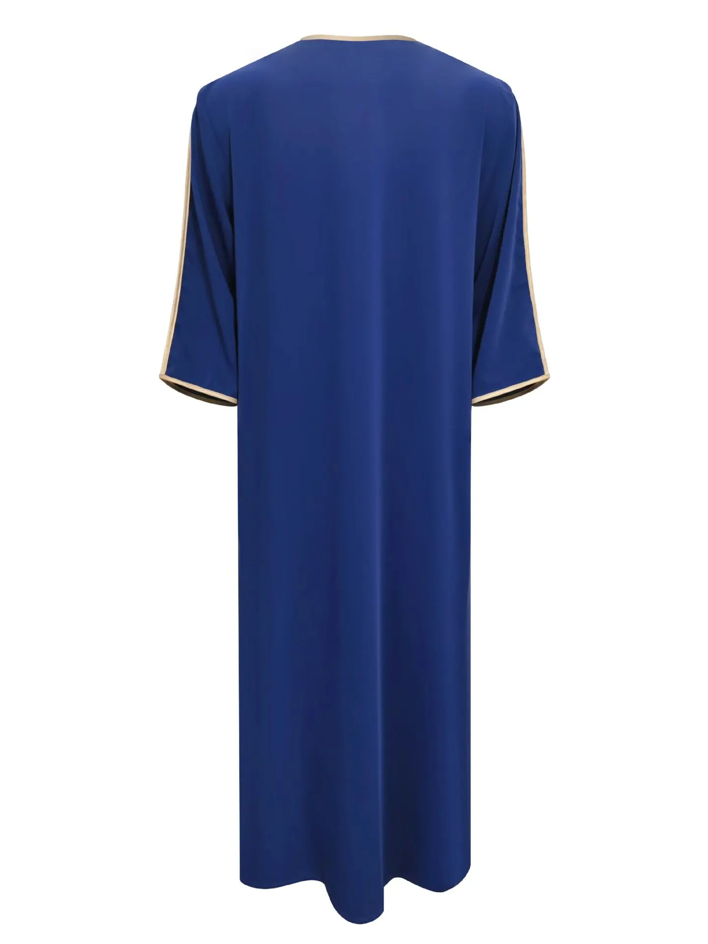 2025 新中東国境越え貿易エスニックスタイルモロッコメンズローブフリーサイズ夏シルクサイドポケット刺繍ポリエステル