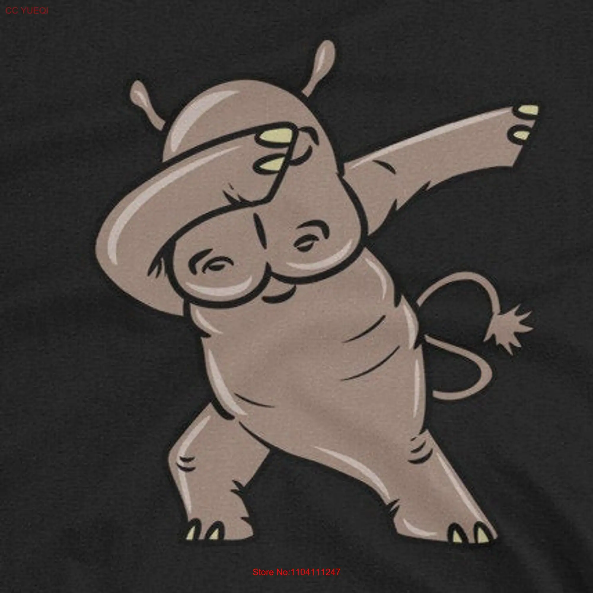 Dabbing Hippopotamus Dab Dance T Shirt Funny Hippo Animal long or short sleeves