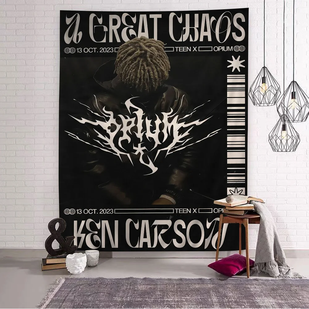 Ken Carson Rapper X Tapestry Anime Tapestry Hanging Tarot Hippie Wall Rugs Dorm Wall Hanging Sheets