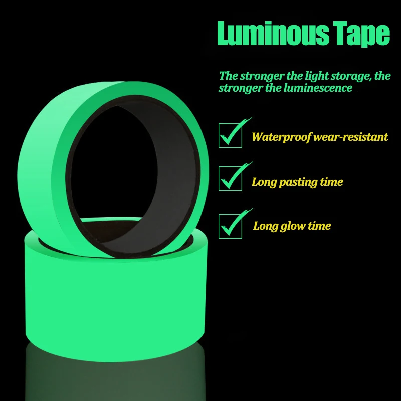 YITAPE 5M Self-Adhesive Glow in The Dark Tape Luminous Safety Warning Tape Fluorescent Sticker for Party Stairs Home Decor
