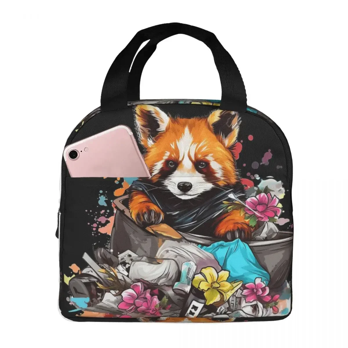 Red Panda In Trash Cute Red Panda Insulated Lunch Bags Leakproof Picnic Bags Thermal Cooler Lunch Box Lunch Tote for Woman Work