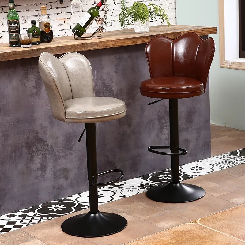 

Lounge Modern Adjustable Bar Chairs Leather Nordic High Living Room Kitchen Bar Stools Black Leg Sillas Barra Cocina Furniture