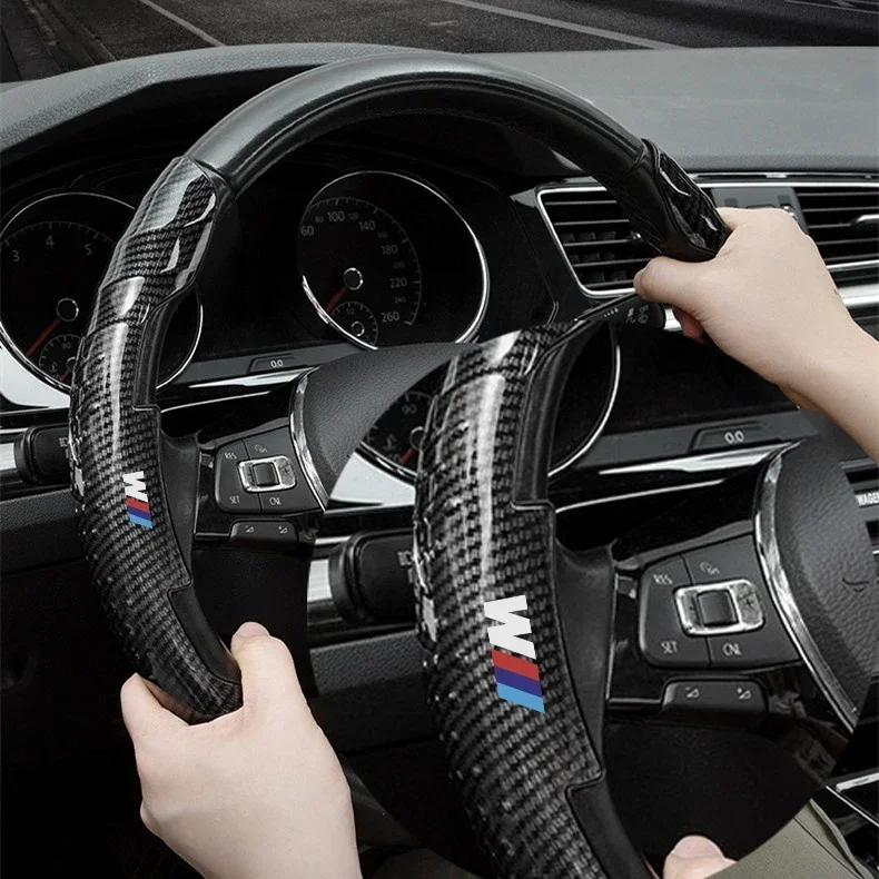 Non-Slip Carbon Fiber Car Steering Wheel Cover without Inner Ring For BMW M E34 E36 E60 E90 E46 E39 E70 F10 F20 F30 X5 X6