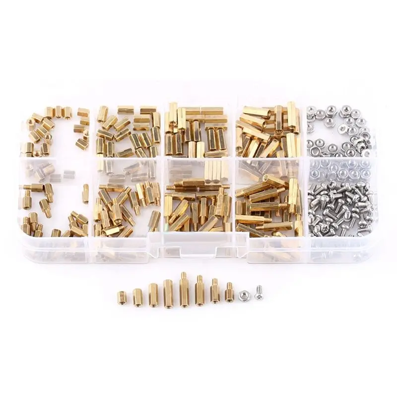 300X Brass M2 Hex Column Standoff Support Spacer Screw Nut Assortment Kit-[A04I Tools]