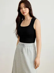 DUSHU Single Bundle Women's Clothing 2025 New Simple Knitted Camisole Vest Fashionable Big U-neck Versatile Top 25DS81209