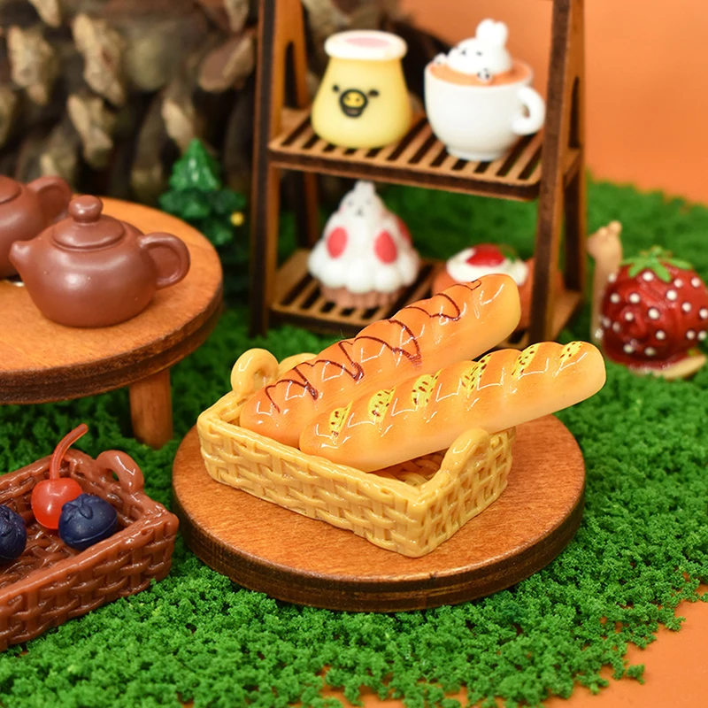 5Pcs 1/12 Dollhouse Simulation Bread Baskets Model Dollhouse Miniature Kitchen Furniture Decoration Dolls House Accessories