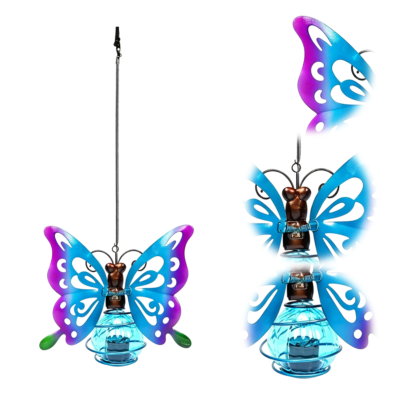 LED Creative Small Sculpture Lights Waterproof Metal Solaring Fairy Lights Garden Decorations Lamp for Front Porch Balcony