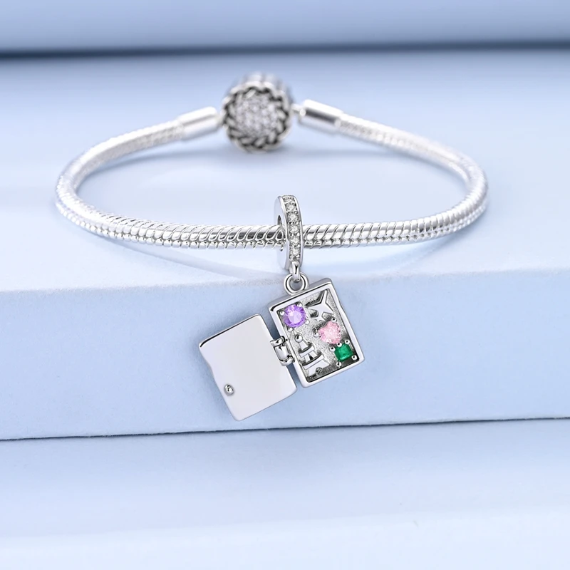 Golden Charms Bead 925 Sterling Silver Dancing Colorful Beetle Traveling Pendants Fit Original Bracelet DIY Jewelry Marking